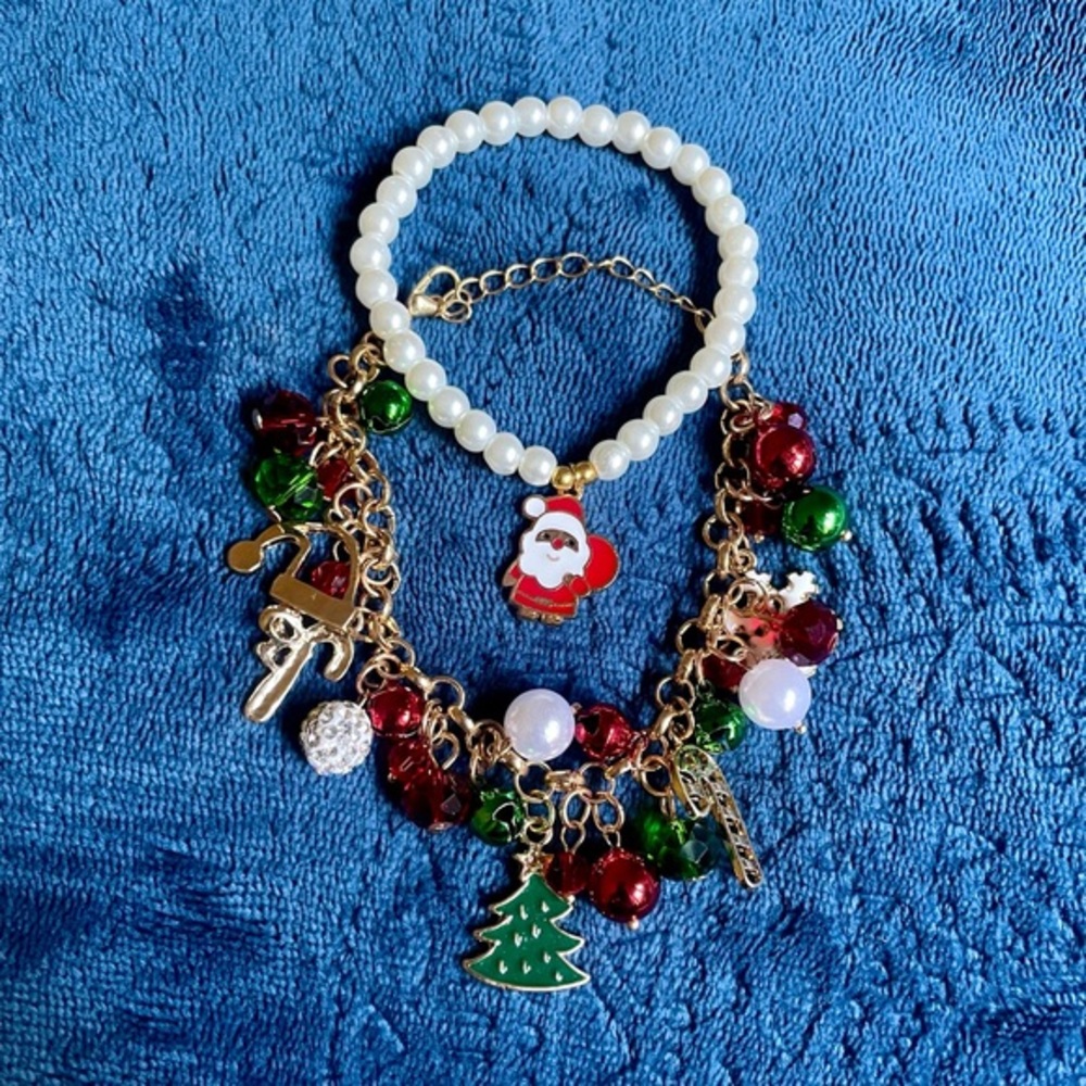 Jingling Christmas Charm Bracelet and Christmas Beaded Bracelet